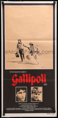 9c658 GALLIPOLI Aust daybill 1981 Peter Weir, Mel Gibson & Mark Lee cross desert on foot!