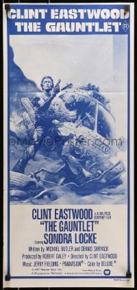 9c660 GAUNTLET Aust daybill 1977 great art of Clint Eastwood & Sondra Locke by Frank Frazetta!