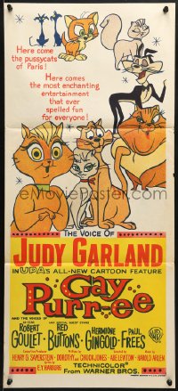 9c661 GAY PURR-EE Aust daybill 1962 Judy Garland, Robert Goulet, Red Buttons, cartoon cats!