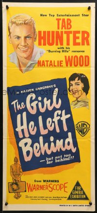 9c666 GIRL HE LEFT BEHIND Aust daybill 1956 military soldier Tab Hunter, pretty Natalie Wood!