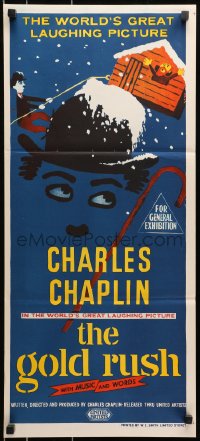 9c671 GOLD RUSH Aust daybill R1950s gold mining in the Yukon, Charlie Chaplin classic!