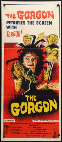 9c677 GORGON Aust daybill 1964 she had a face only a mummy could love, petrifies the screen w/ horror!