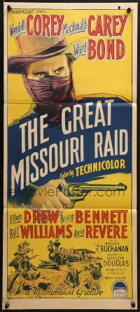 9c681 GREAT MISSOURI RAID Aust daybill 1951 Wendell Corey, Macdonald Carey, Richardson Studio art!