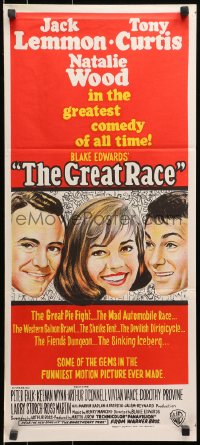9c682 GREAT RACE Aust daybill 1965 Blake Edwards, headshots of Tony Curtis, Jack Lemmon & Natalie Wood!