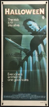 9c693 HALLOWEEN Aust daybill 1979 John Carpenter classic, great image, the trick is to stay alive!