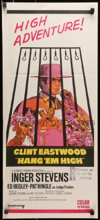9c694 HANG 'EM HIGH Aust daybill 1970 Clint Eastwood, they hung the wrong man, cool art!