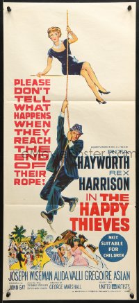9c696 HAPPY THIEVES Aust daybill 1962 cool artwork of Rita Hayworth & Rex Harrison!