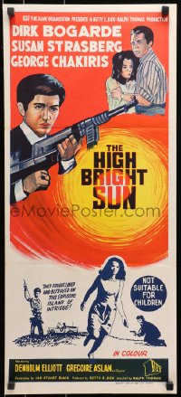9c705 HIGH BRIGHT SUN Aust daybill 1964 The High Bright Sun, Dirk Bogarde, Susan Strasberg!