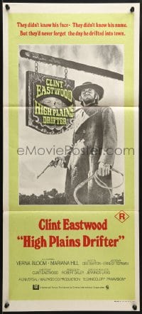 9c706 HIGH PLAINS DRIFTER MAPS printing Aust daybill 1973 Clint Eastwood holding gun & whip!