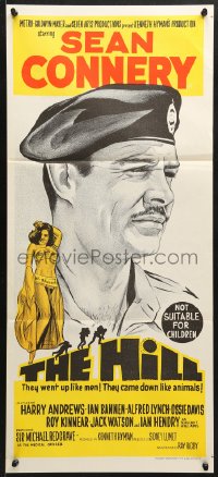 9c708 HILL Aust daybill 1965 directed by Sidney Lumet, great close up art of Sean Connery!