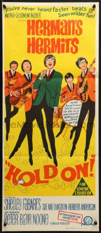 9c710 HOLD ON Aust daybill 1966 rock & roll, great image of Herman's Hermits, Shelley Fabares!
