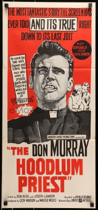 9c714 HOODLUM PRIEST Aust daybill 1961 religious Don Murray saves thieves & killers, and it's true!
