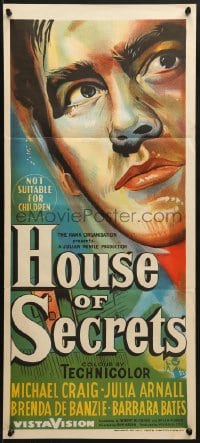 9c717 HOUSE OF SECRETS Aust daybill 1956 artwork of Michael Craig, directed by Guy Green!