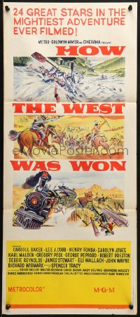 9c718 HOW THE WEST WAS WON white style Aust daybill 1964 John Ford, Debbie Reynolds, Gregory Peck!