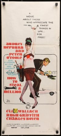 9c721 HOW TO STEAL A MILLION Aust daybill 1966 art of sexy Audrey Hepburn & Peter O'Toole!