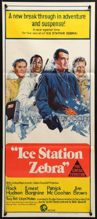 9c728 ICE STATION ZEBRA Aust daybill 1969 Rock Hudson, Jim Brown, Ernest Borgnine, different art!