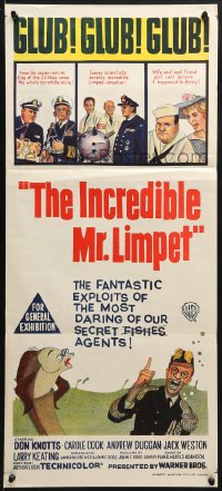 9c733 INCREDIBLE MR. LIMPET Aust daybill 1964 wacky Don Knotts turns into a cartoon fish!