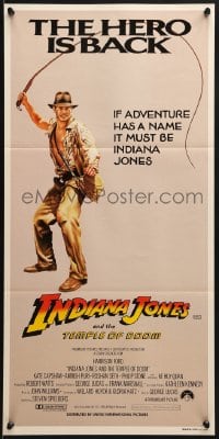 9c736 INDIANA JONES & THE TEMPLE OF DOOM Aust daybill 1984 art of Harrison Ford, the hero is back!
