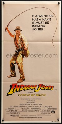 9c734 INDIANA JONES & THE TEMPLE OF DOOM Aust daybill 1984 adventurer Harrison Ford cracking whip!