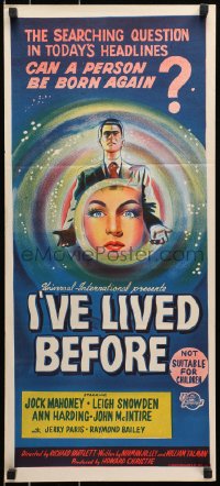9c743 I'VE LIVED BEFORE Aust daybill 1956 cool reincarnation artwork, can a person be born again!