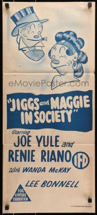 9c746 JIGGS & MAGGIE IN SOCIETY Aust daybill 1948 art by George McManus, Joe Yule, Renie Riano