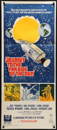 9c748 JOURNEY TO THE FAR SIDE OF THE SUN Aust daybill 1969 Doppleganger, Earth meets self in space!