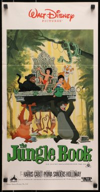 9c750 JUNGLE BOOK Aust daybill R1986 Walt Disney cartoon classic, great image of Mowgli & friends!