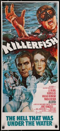 9c752 KILLER FISH Aust daybill 1979 artwork of Lee Majors, Karen Black, piranha horror!