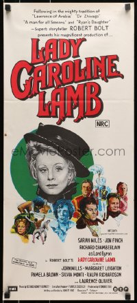 9c760 LADY CAROLINE LAMB Aust daybill 1973 directed by Robert Bolt, great art of Sarah Miles & cast!