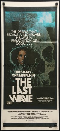 9c763 LAST WAVE Aust daybill 1977 Peter Weir cult classic, Richard Chamberlain in skull image!