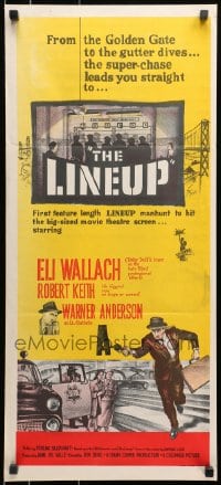 9c770 LINEUP Aust daybill 1958 Don Siegel classic film noir, Eli Wallach running with gun!