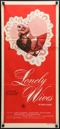 9c774 LONELY WIVES Aust daybill 1973 German sexploitation, what makes them do it, they need action!