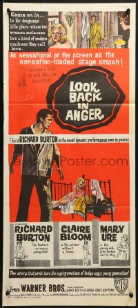 9c777 LOOK BACK IN ANGER Aust daybill 1959 Claire Bloom gets between Richard Burton & Mary Ure!