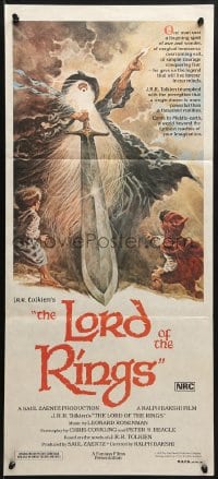 9c778 LORD OF THE RINGS Aust daybill 1980 Ralph Bakshi cartoon from J.R.R. Tolkien, Tom Jung art!