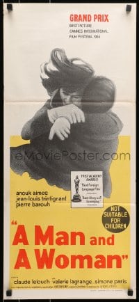9c787 MAN & A WOMAN Aust daybill 1968 Claude Lelouch's Un homme et une femme, Anouk Aimee!