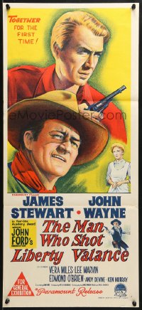 9c790 MAN WHO SHOT LIBERTY VALANCE Aust daybill 1962 John Wayne & James Stewart, John Ford