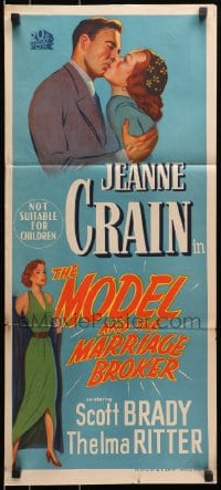 9c798 MODEL & THE MARRIAGE BROKER Aust daybill 1952 Scott Brady kisses Jeanne Crain, Thelma Ritter!