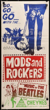 9c800 MODS & ROCKERS Aust daybill 1964 Mick Fleetwood, rock 'n' roll, with music by the Beatles!