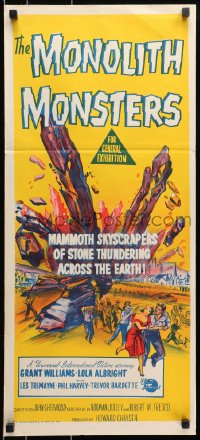 9c801 MONOLITH MONSTERS Aust daybill 1957 cool sci-fi art of living mammoth skyscrapers of stone!