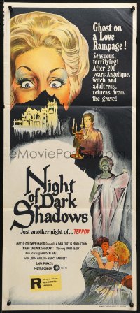 9c811 NIGHT OF DARK SHADOWS Aust daybill 1971 freaky art of woman hung as a witch 200 years ago!