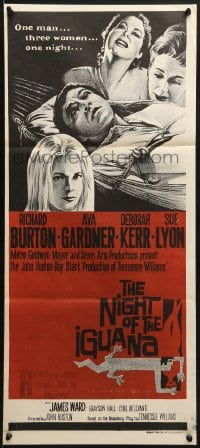 9c812 NIGHT OF THE IGUANA Aust daybill 1964 different art of Burton, Gardner, Lyon, Kerr, Huston, rare!