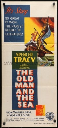 9c816 OLD MAN & THE SEA Aust daybill 1958 Spencer Tracy, Ernest Hemingway, John Sturges, dramatic!