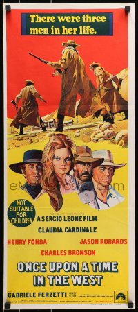 9c818 ONCE UPON A TIME IN THE WEST Aust daybill 1968 Leone, art of Cardinale, Fonda, Bronson & Robards!
