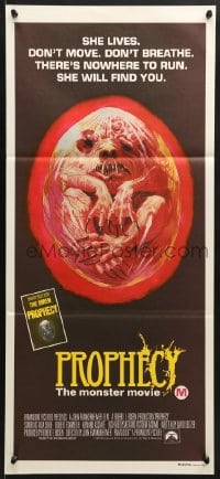9c838 PROPHECY Aust daybill 1979 John Frankenheimer, art of monster in embryo by Paul Lehr!