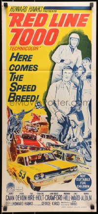 9c850 RED LINE 7000 Aust daybill 1965 Howard Hawks, James Caan, car racing art, meet speed breed!