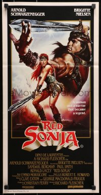 9c851 RED SONJA Aust daybill 1985 Casaro fantasy art of Brigitte Nielsen & Schwarzenegger!