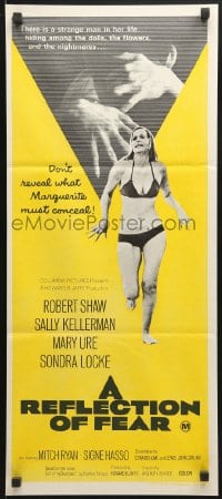 9c852 REFLECTION OF FEAR Aust daybill 1972 Robert Shaw, a cry in the night, creepy image!