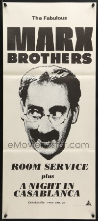 9c859 ROOM SERVICE/NIGHT IN CASABLANCA Aust daybill 1970s great headshot image of Groucho Marx!