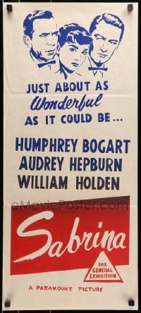 9c863 SABRINA Aust daybill R1960s Audrey Hepburn, Humphrey Bogart, William Holden, Billy Wilder