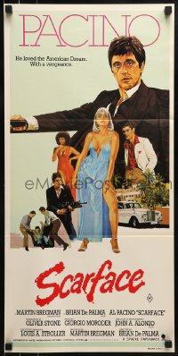 9c866 SCARFACE Aust daybill 1983 art of Al Pacino as Tony Montana, Michelle Pfeiffer!